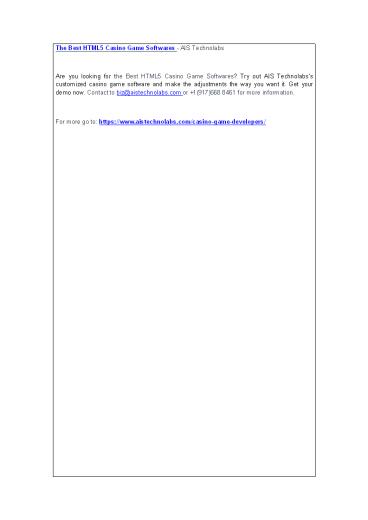 The Best HTML5 Casino Game Softwares