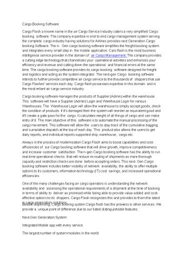 Cargo booking Software