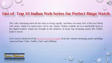 List of top 10 Indian Web Series for Perfect Binge Watch