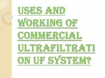 Importance of Ultrafiltration UF System