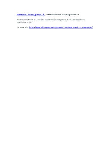 Expert Vet Locum Agencies Uk - Veterinary Nurse locum Agencies UK