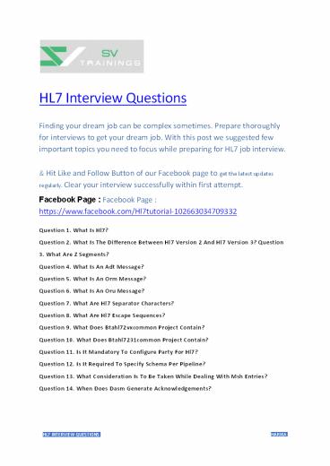 HL7 Interview Questions presentation | free to download