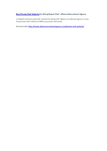 Best Private Chef Website For Hiring Expert Chef - Alliance Recruitment Agency