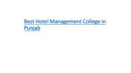 Best Hotel Management College in Punjab