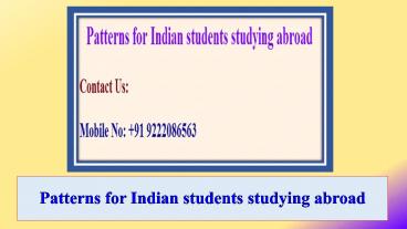 Patterns for Indian Students Studying Abroad