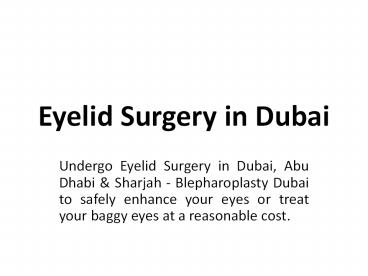 eyelid surgery in Dubai