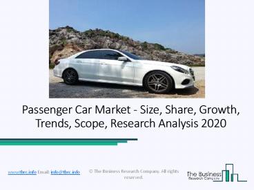 Passenger Car Market Detailed Business Analysis 2020