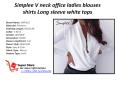 Simplee V neck office ladies blouses shirts Long sleeve white tops PowerPoint PPT Presentation