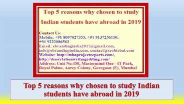 Top 5 Reasons Why Chosen to Study Indian Students Have Abroad in 2019
