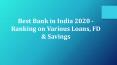 Best Bank in India 2020 - Ranking on Various Loans, FD & Savings PowerPoint PPT Presentation