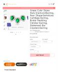 Green Color Stone Halo Diamond Earring
