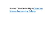 How to Choose the Right Computer Science Engineering College