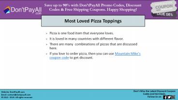 Mountain Mike's Coupon Code for Pizza Lovers