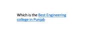 Which is the Best Engineering College in Punjab