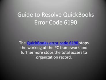 How to Fix QuickBooks Error 6190 - 2020 Update