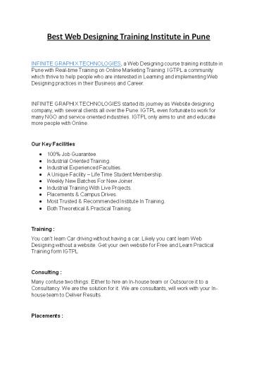 Best Web Designing Training Institute in Pune