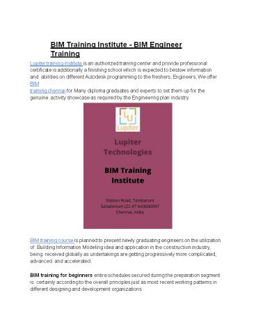 BIM Training Chennai - BIM Training Institute