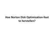 Hoe Norton Disk Optimization-fout te herstellen