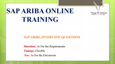 SAP Ariba Training Courses Material PPT