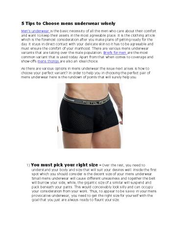5 Tips to Choose mens underwear wisely