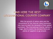 Find Here The Best International Courier Company