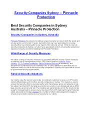 Best Security Companies in Sydney Australia – Pinnacle Protection