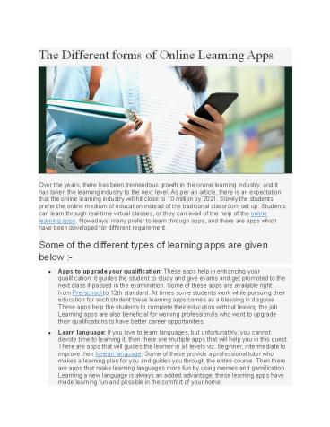 The Different forms of Online Learning Apps