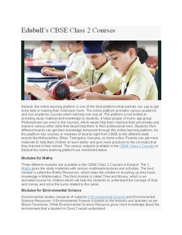 Edubull’s CBSE Class 2 Courses