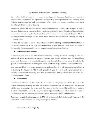 Top Benefits of Professional Upholstery Cleaning