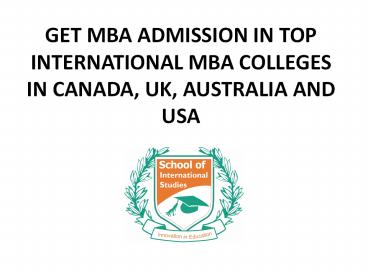 Top International MBA Colleges