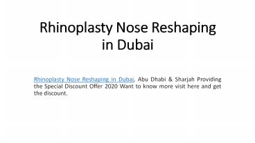 Rhinoplasty Nose Reshaping in Dubai