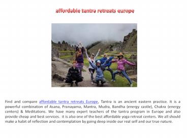 affordable tantra retreats europe