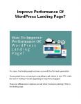 Improve Performance Of WordPress Landing Page? PowerPoint PPT Presentation