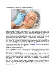 Eyelid Surgery: What Is It and Who Needs It?