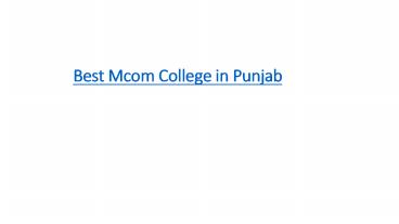 Best Mcom College in Punjab