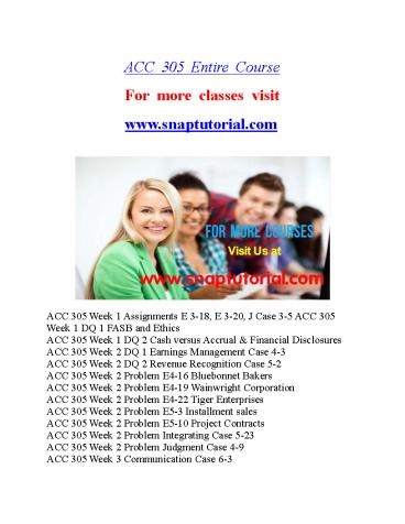 ACC 305 Extraordinary Success |snaptutorial.com