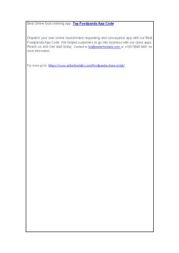 Best Online food ordering app -Top Foodpanda App Code