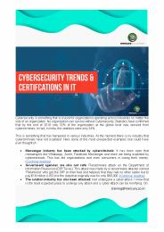 Cybersecurity Trends & Cetifications in IT