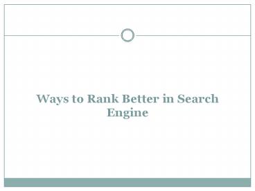 Ways to rank search engine?
