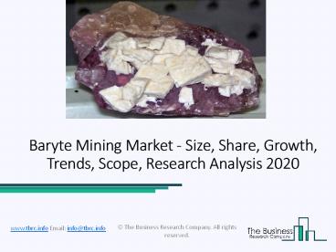 Baryte Mining Market Industry overview, latest Trend and Growth Analysis 2020