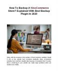 How To Backup A WooCommerce Store? Explained With Best Backup Plugin In 2020 PowerPoint PPT Presentation