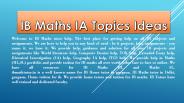 Ib Math IA Topics and Ideas Tutor
