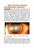 When You Have Cataracts And Glaucoma - Arohi Eye Hospital PowerPoint PPT Presentation