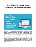 Top 5 Tips To Create More Optimized WordPress Websites PowerPoint PPT Presentation