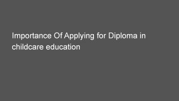 Diploma in Early Childhood Education and Care Perth