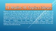 Ib Math IA Topics and Ideas