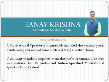 Tanay Krishna Best Motivational Speaker in India