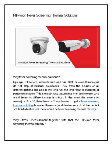 Hikvision Fever Screening Thermal Solutions