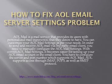 How To Resolve AOL Email Server Settings Issue
