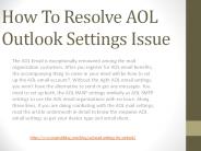 How To Resolve AOL Outlook Settings Issue